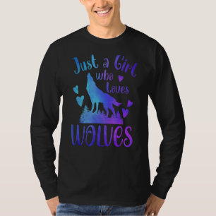 Nur ein Mädchen das Wölfe liebt Wolf Mond Vintage T-Shirt