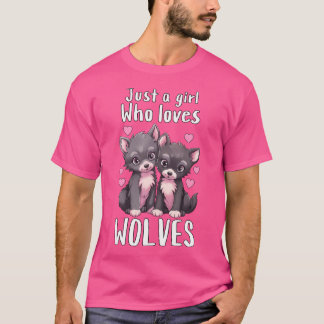 Nur ein Mädchen, das Wölfe Niedlich Grey Pink Baby T-Shirt