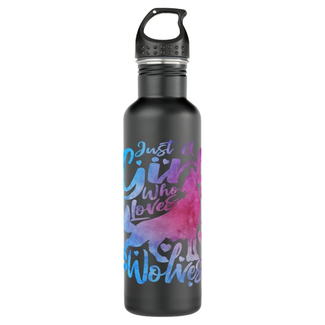 Nur ein Mädchen, das Wölfe Niedliche Wasserfarben  Edelstahlflasche (Vorderseite)