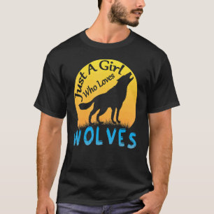 Nur ein Mädchen, das Wölfe Niedlichen Vollmond Wol T-Shirt