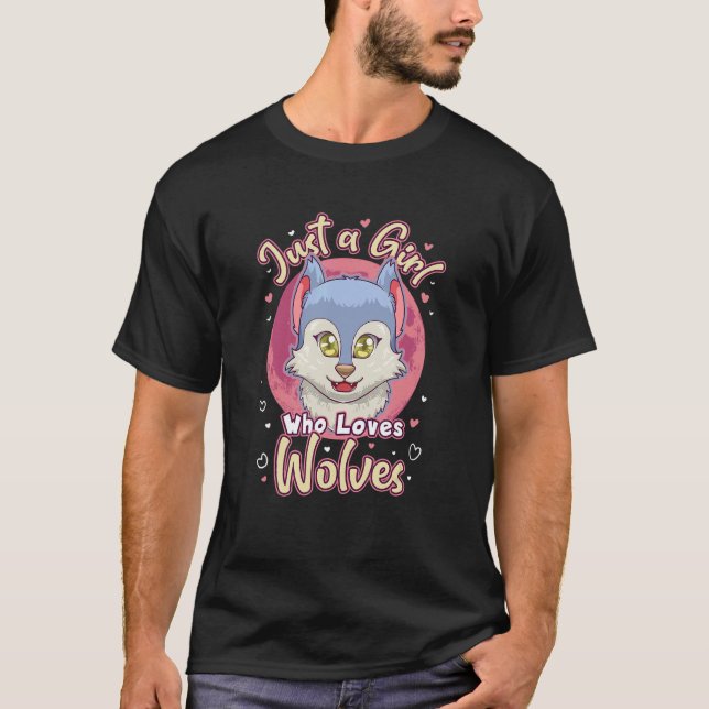Nur ein Mädchen, das Wolves Wolf Liebe Tierschausp T-Shirt (Vorderseite)