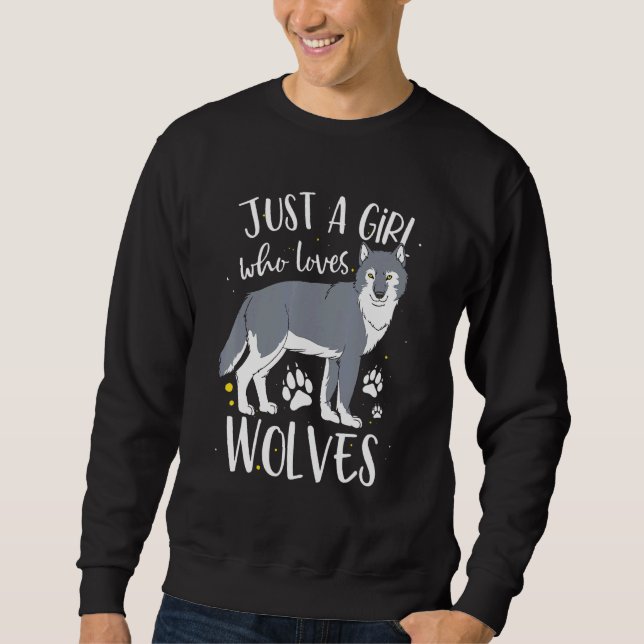 Nur ein Mädchen, das Wolves Wolf Lieben Sweatshirt (Vorderseite)