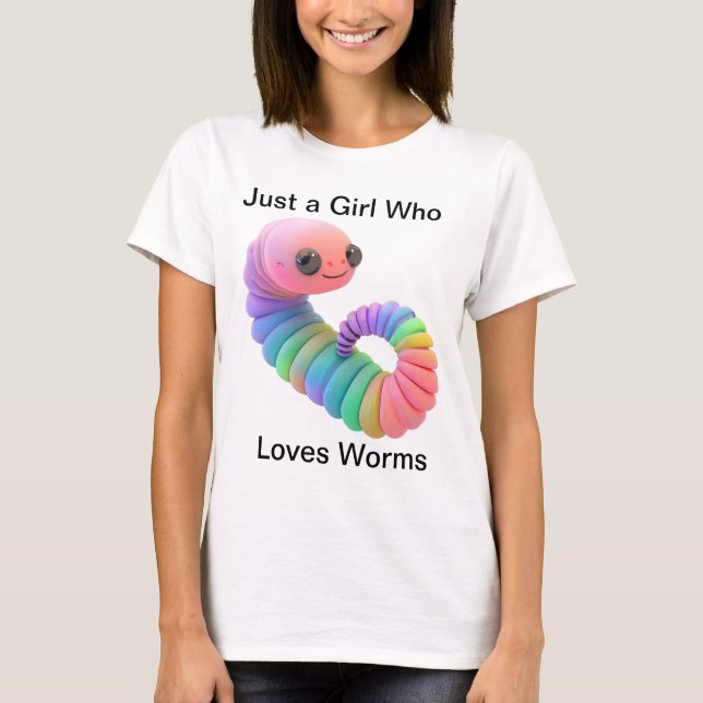 Nur ein Mädchen, das Würmer Liebe - Niedlicher Reg T-Shirt (Vorderseite)