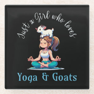 Nur ein Mädchen, das Yoga und Ziegen liebt Glasuntersetzer