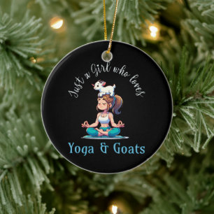 Nur ein Mädchen, das Yoga und Ziegen liebt Keramik Ornament