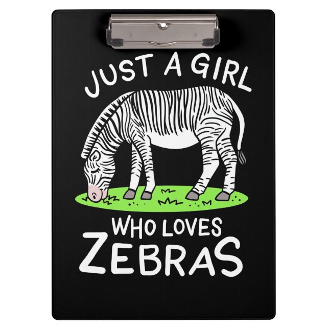 Nur ein Mädchen, das Zebras Lieben Klemmbrett (Vorderseite)