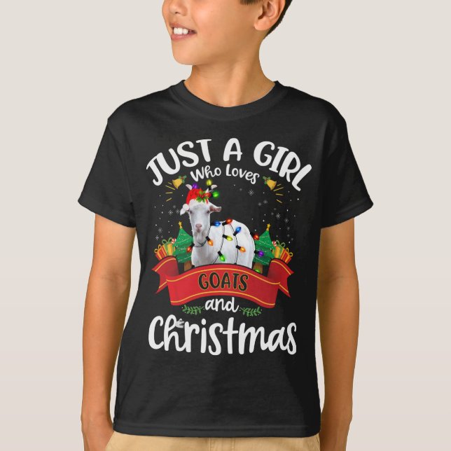 Nur ein Mädchen, das Ziegen und Weihnachten Weihna T-Shirt (Vorderseite)