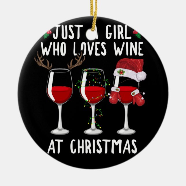 Nur ein Mädchen, das zu Weihnachten Gläser Liebe Keramik Ornament (Vorne)