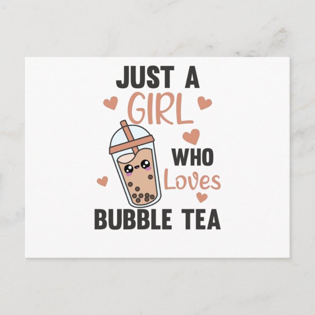 Nur ein Mädchen die Blase Tee Lieben Boba Kawaii Postkarte (Vorderseite)