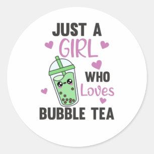 Nur ein Mädchen die Blase Tee Lieben Boba Kawaii Runder Aufkleber