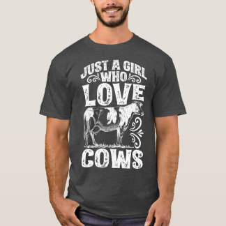 Nur ein Mädchen, die Liebe Kühe Funny Cow Lover Fa T-Shirt