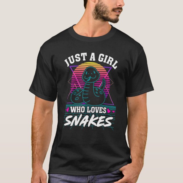 Nur ein Mädchen, die Liebe Schlangen Retro 80er St T-Shirt (Vorderseite)