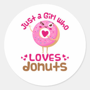 Nur ein Mädchen, die Lieben Donuts Donut Lover Runder Aufkleber