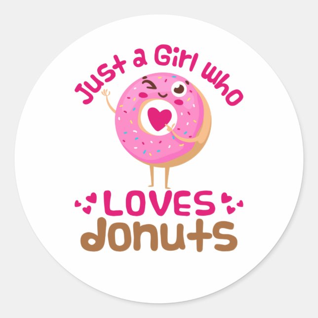 Nur ein Mädchen, die Lieben Donuts Donut Lover Runder Aufkleber (Vorderseite)