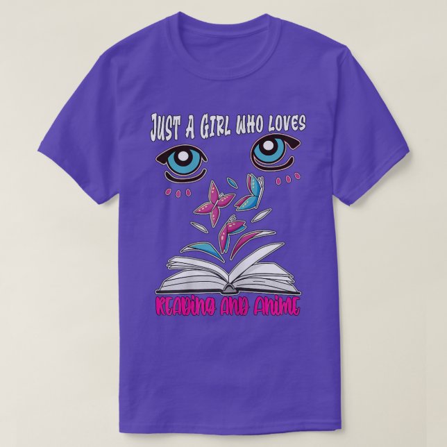 Nur ein Mädchen, die Lieben lesen und Anime  T-Shirt (Design vorne)