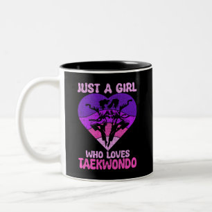 Nur ein Mädchen, die Lieben Taekwondo Herz Retro S Zweifarbige Tasse