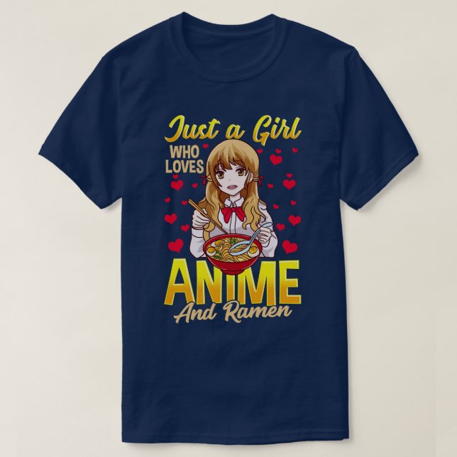 Nur ein Mädchen, die Lieben und Ramen Funny Feinsc T-Shirt (Design vorne)