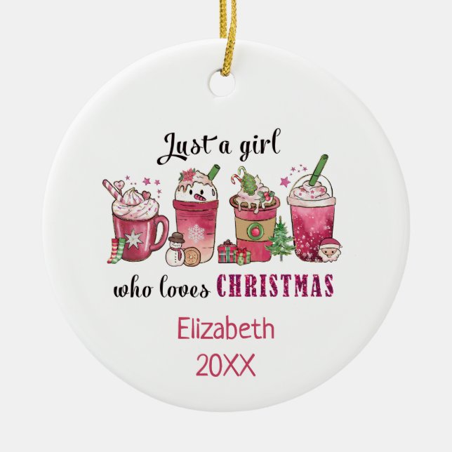 Nur ein Mädchen, die Weihnachts-Coffee Spaß trendy Keramik Ornament (Vorne)