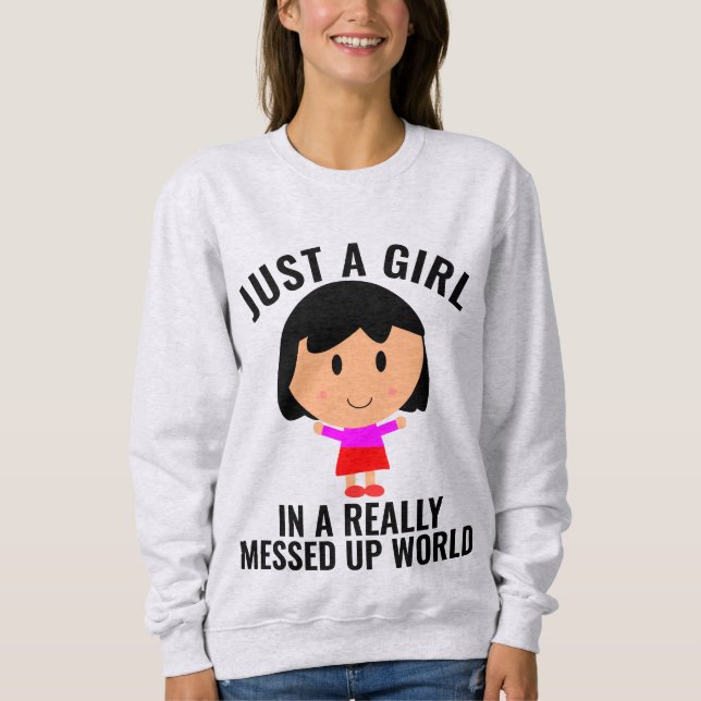 NUR EIN MÄDCHEN IN EINEM MESSEL AUFGESCHLOSSENEN W SWEATSHIRT (Vorderseite)