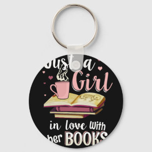 Nur ein Mädchen in Liebe mit ihren Büchern Schlüsselanhänger