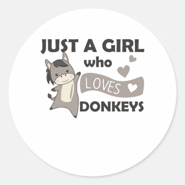 Nur ein Mädchen Lieben der Donkey - Sweet Donkey Runder Aufkleber (Vorderseite)