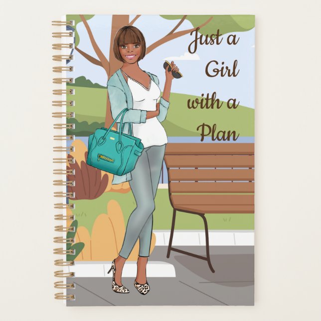 Nur ein Mädchen mit Plan | Niedlich Black Girl Des Planer (Vorderseite)