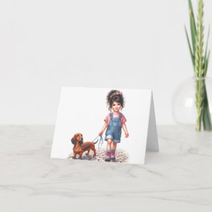 Nur ein Mädchen und ihr Dachshund (herunterladbar) Karte