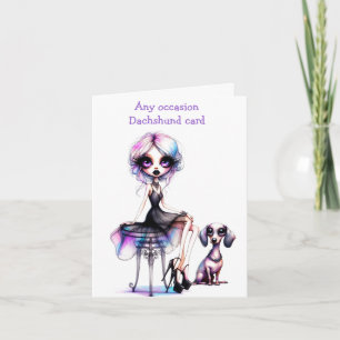 Nur ein Mädchen und ihre Dachshund-Hund-Karte Karte