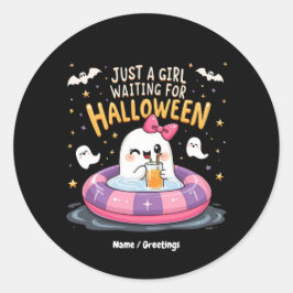 Nur ein Mädchen Wartete zu Halloween Spooky Summer Runder Aufkleber