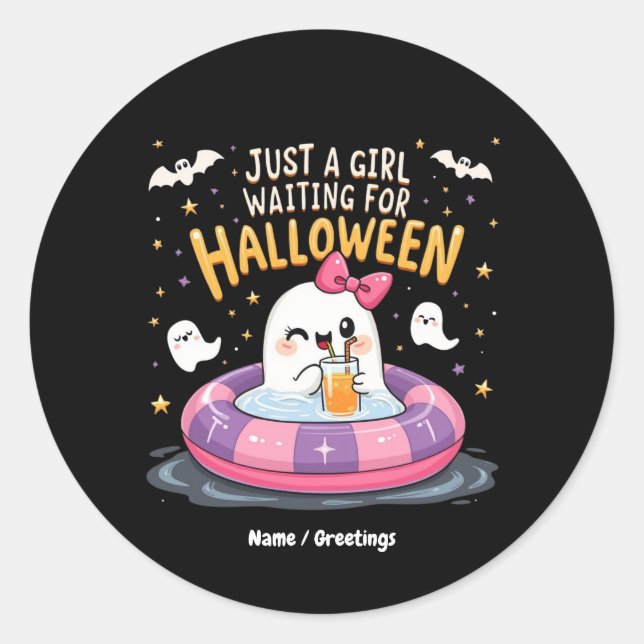 Nur ein Mädchen Wartete zu Halloween Spooky Summer Runder Aufkleber (Vorderseite)