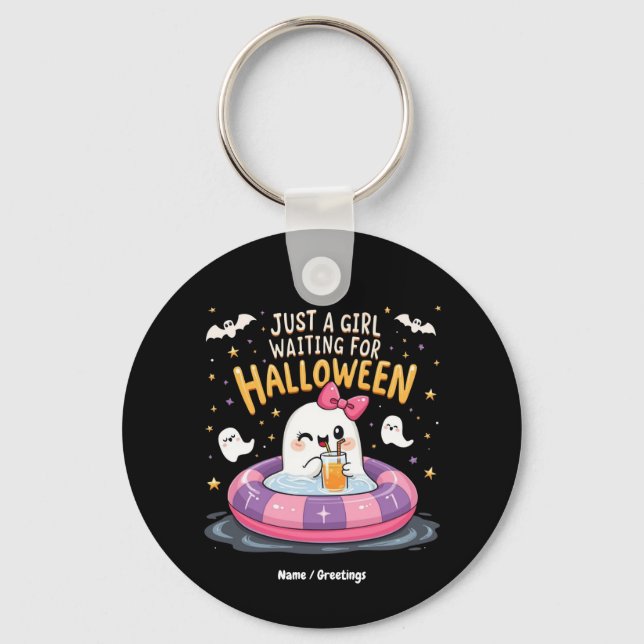 Nur ein Mädchen Wartete zu Halloween Spooky Summer Schlüsselanhänger (Vorderseite)