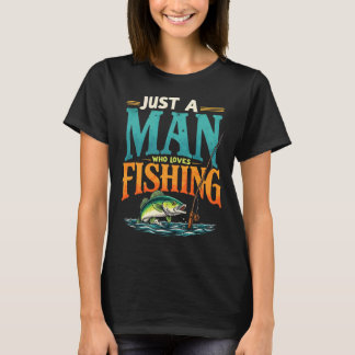 Nur ein Mann, der Angeln Retro liebt T-Shirt