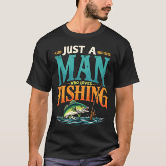 Nur ein Mann, der Angeln Retro liebt T-Shirt