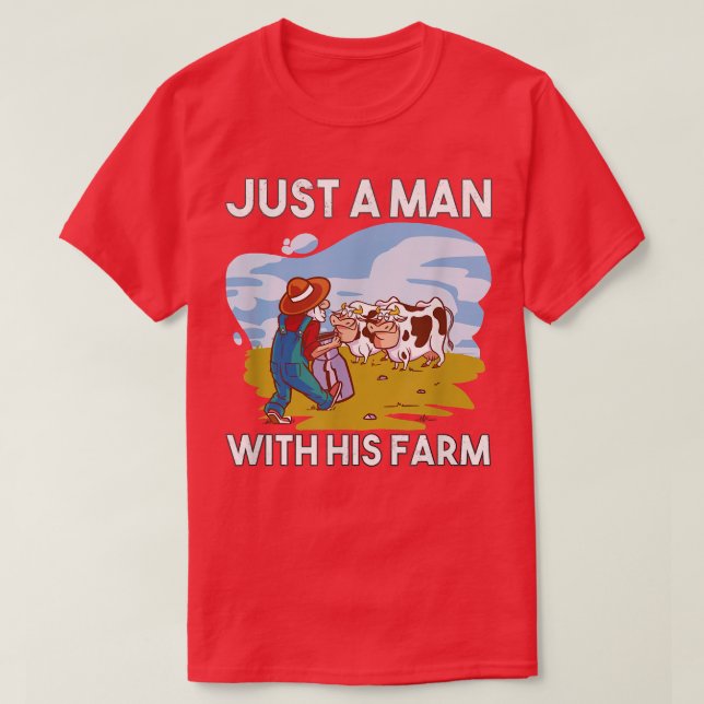 Nur ein Mann mit seinem Bauernhof, Bauer, Ranch, L T-Shirt (Design vorne)