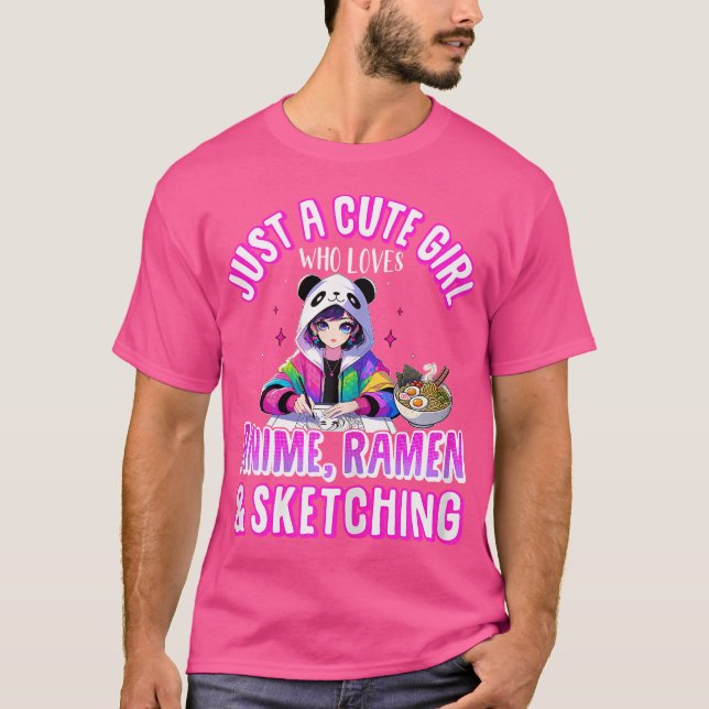 Nur ein Niedliches Mädchen, das Lieben Anime Ramen T-Shirt (Vorderseite)