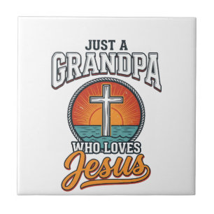 Nur ein Opa, der Jesus liebt, Vintage-Kreuz-Shirt Fliese