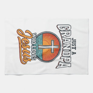 Nur ein Opa, der Jesus liebt, Vintage-Kreuz-Shirt Geschirrtuch