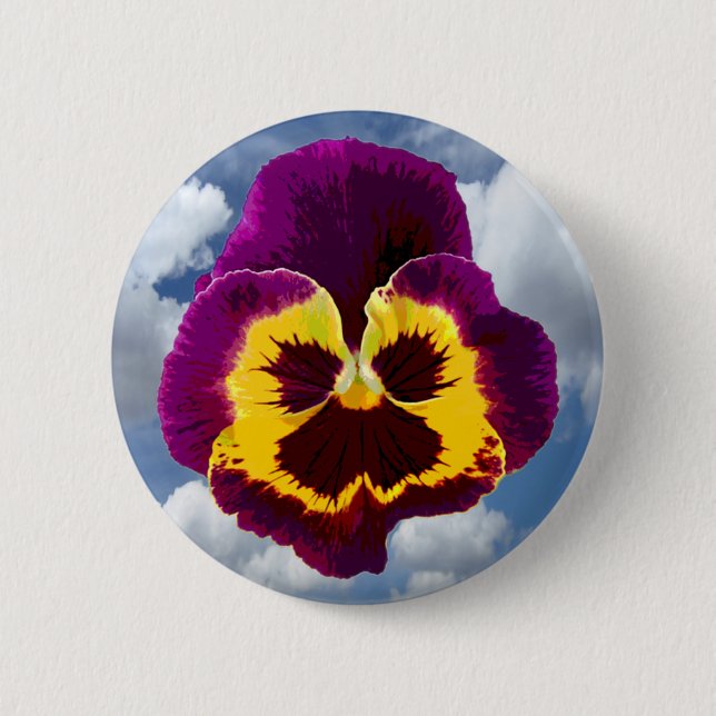 Nur ein Pansy Blossom + Ihr Text & Ideen Button (Vorderseite)