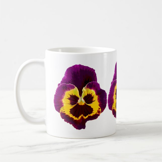 Nur ein Pansy Blossom + Ihr Text & Ideen Kaffeetasse (Links)