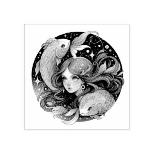 Nur ein Pisces Girl Horoskop Art Gummistempel