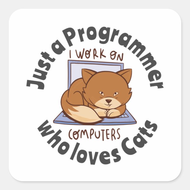 Nur ein Programmierer, der Katzen Liebe Quadratischer Aufkleber (Vorderseite)