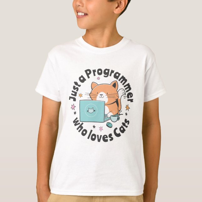 Nur ein Programmierer, der Katzen Liebe T-Shirt (Vorderseite)