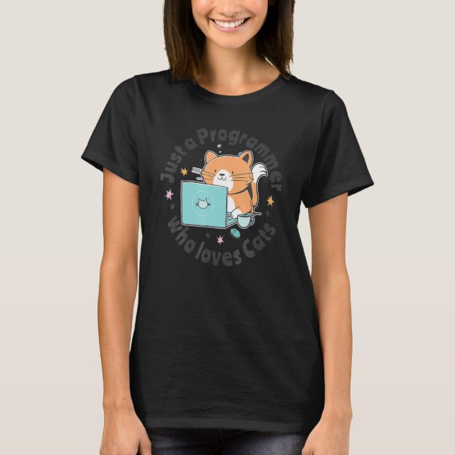 Nur ein Programmierer, der Katzen und Computer-Kab T-Shirt (Vorderseite)