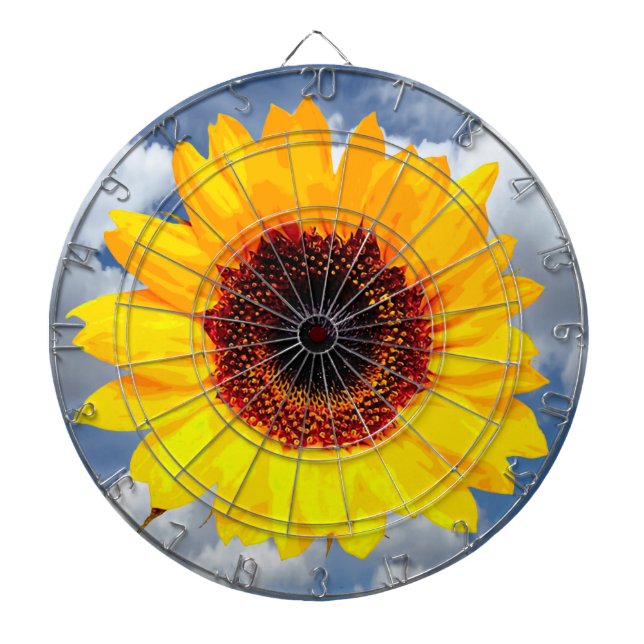 Nur ein Sonnenblumen-Blossom + Ihr Text und Ihre I Dartscheibe (vorne)