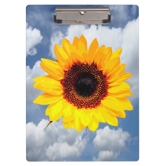 Nur ein Sonnenblumen-Blossom + Ihr Text und Ihre I Klemmbrett (Vorderseite)