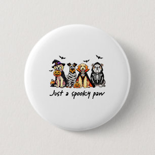 Nur ein spöttisches Paw Retro Dog Ghost Halloween Button