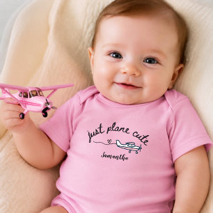 Nur ein süßes rosa Flugzeug personalisiert Mädchen Baby Strampler