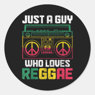 Nur ein Typ, der Reggae-Musik Jamaika Vintage lieb Runder Aufkleber