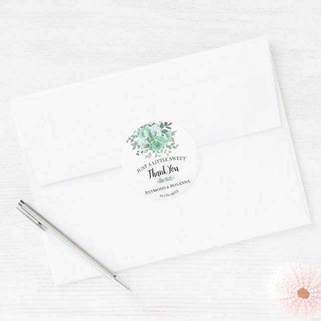 Nur ein wenig SweetTreat GreenRoses Gastgeschenk H Runder Aufkleber (Umschlag)