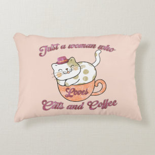 Nur eine Frau, die Katzen und Kaffee Liebe Dekokissen
